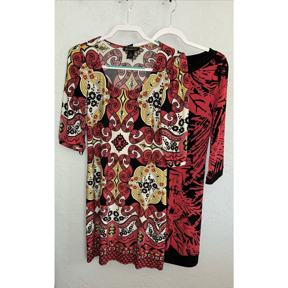 CLEARANCE INC Shift Dress SZ Med Women Lot of 2 USA Soft Aztec Geometric Floral - Picture 1 of 8